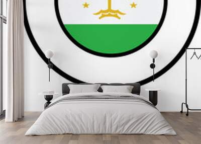 Tajikistan flag circle pin icon. Wall mural