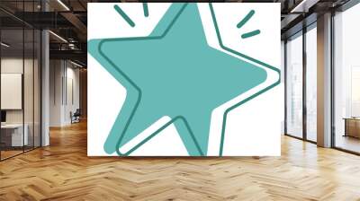 Text bubble star shape abstract with green color. Wall mural