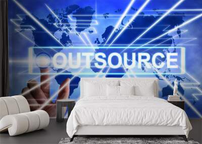 Outsource or contracting out means to subcontract or use external workers - 3d illustration Wall mural