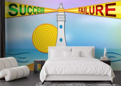 Success Vs Failure Concept Words Depicts Achievement Versus Problems - 3d Illustration Wall mural