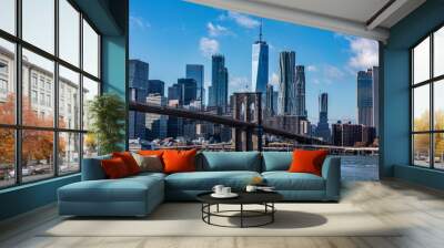 brooklyn bridge and new york skyline Wall mural