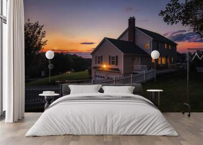 Colonial house sunset Wall mural