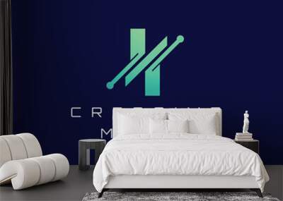 Modern and Geometric techy monogram logo design for technology based business Wall mural