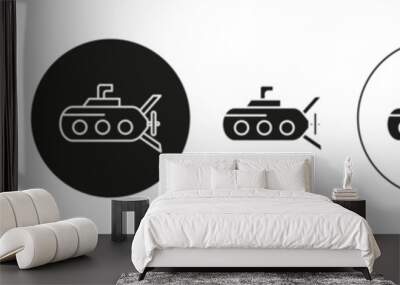 Submarine linear art icon set. Submarine vector mark for web Wall mural