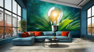 Bright new idea concept. Back to school light bulb idea. Generated image Wall mural