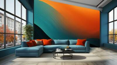 Orange blue teal gradient background. grainy textured pattern. Generative Image Wall mural