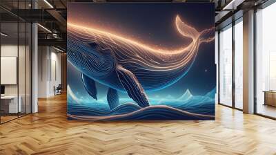 Whale Underwater sea view illustration. Generated Ai image Wall mural