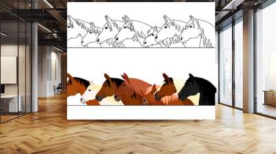 realistic horse head border set Wall mural