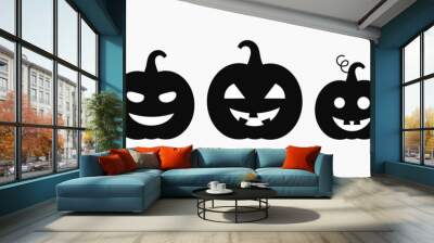 Halloween pumpkins Jack O Lantern icons set. Wall mural