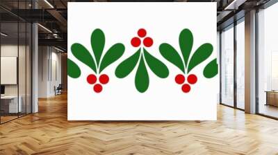 Mistletoe Christmas decoration border. Wall mural