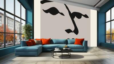 Abstract face portrait. Contemporary poster with brush strokes face sketch, fashion minimalist art. Modern vector print Wall mural