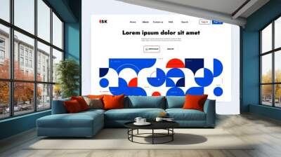 Geometric landing page web design. Abstract geometry shapes, minimal swiss style templates for websites, apps. Vector Wall mural