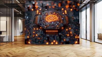 Artificial intelligence circuit board - generative ai Wall mural