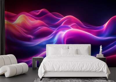 Colorful Neon Waves Generative AI Wall mural