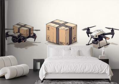 Drone Package Delivery Concept Generative AI Wall mural