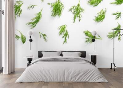 Fresh Dill Sprigs Isolated on White Generative AI Wall mural