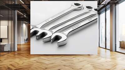 Closeup of Three Chrome Wrenches - Photo Wall mural