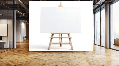 A detailed mockup of a blank canvas on an easel on a solid white background Wall mural