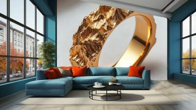 Gold ring  with mountain range roughness top Wall mural