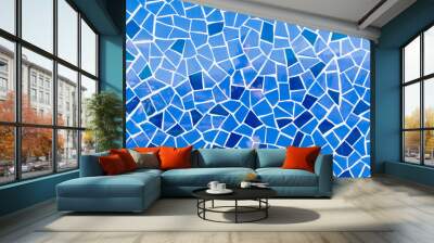 Summer atlantic ocean blue mosaic tiles wallpaper background texture. Wall mural