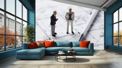 concept professionnel miniature  sur plan de construction Wall mural