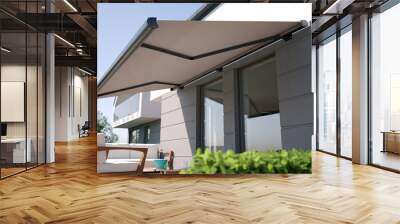 Awning and modern building, 3D illustration Wall mural