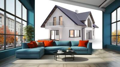 modern house isolated on white, 3d illustration Wall mural