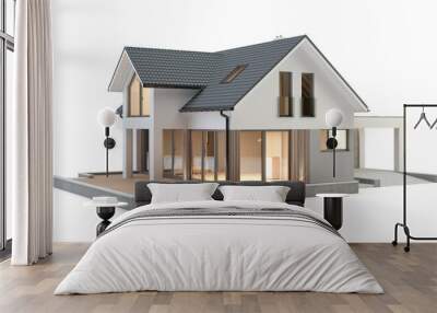 Modern house on white background, 3d illustration Wall mural