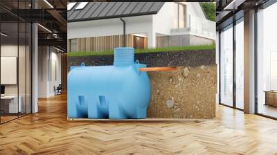 Undenground water tank and house with clipping of ground
 Wall mural