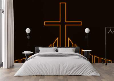 Glowing golden cross vector illustration Wall mural