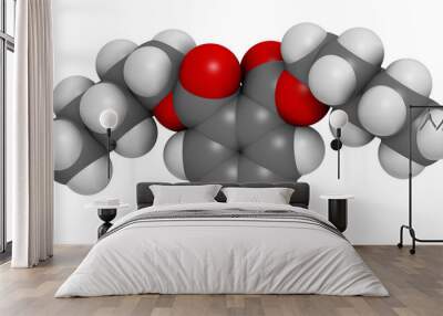 Di-n-pentyl phthalate (DNPP) plasticizer molecule. 3D rendering. Wall mural