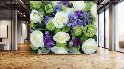 wedding arrangement in white and blue Wall mural