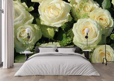 White roses in bridal bouquet Wall mural