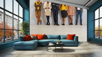 people in modern smart casual clothes. group of company employees in brown, yellow, dark blue and be Wall mural