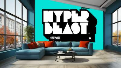 apparel hyper beast label printable hangtag bold logo text effect editable premium vector Wall mural