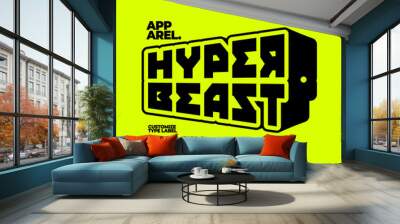 apparel hyper beast label printable hangtag logo text effect editable premium vector Wall mural