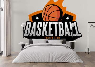 Authentic basketball logo emblem customize team name or club printable text effect editable premium vector Wall mural