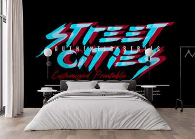 Authentic urban design streetwear city glitch text effect editable premium vector Wall mural