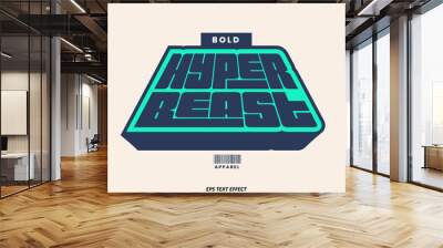 Editable Text Effect Vector of Hyper Beast Bold Retro Apparel Typography for Sticker printing, craft, packaging, label, apparel Wall mural