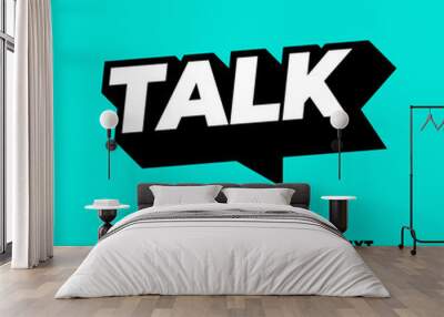 Editable Text Effect Vector of Talk Shape Bold Logo Typography Template for Brand Name, Bussiness, Printing Wall mural