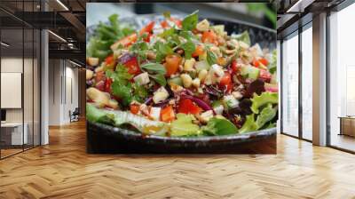 Useful salad with pepper rhubarb nuts and lettuce Vegan food Wall mural