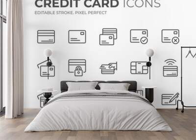 Credit Card Line Icons Set Wall mural