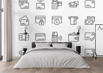 Simple Set of Credit Card Line Icon. Editable Stroke Wall mural