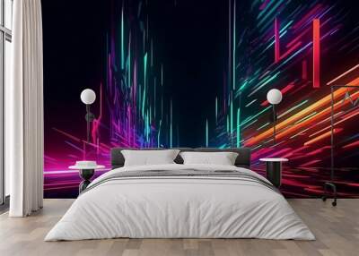 Abstract background with interlaced digital glitch and distortion effect. Futuristic cyberpunk design. Retro futurism, webpunk, rave 80s 90s cyberpunk aesthetic techno neon colors. generative ai. Wall mural