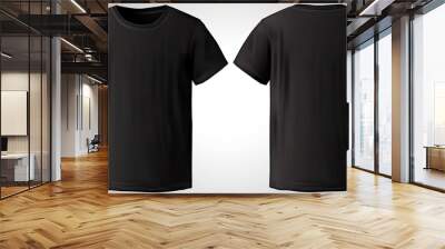 Blank black shirt mock up template, front and back view, isolated on white, plain t-shirt mockup. Tee sweater sweatshirt design presentation for print. Generative AI technology. Wall mural