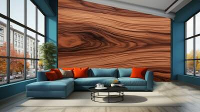 detailed core walnut wood with veins texture for furniture textures with details tile format repetitive pattern, generative AI technology Wall mural