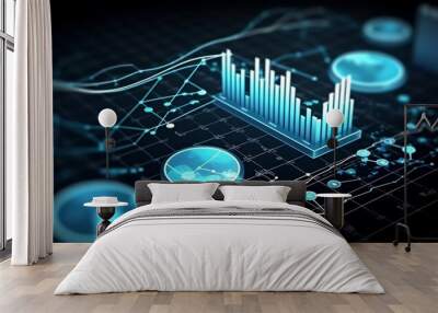 Finance and money technology background concept of business prosperity and asset management . Creative graphic show economy and financial growth. generative ai. Wall mural