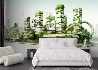 Sustainable urban design featuring eco-friendly elements. generative ai Wall mural