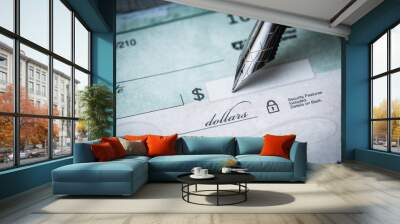 writing a check , making payments Wall mural