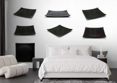 collection of black plate on white background Wall mural